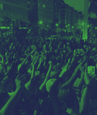 Protestierende Menge