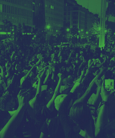 Protestierende Menge